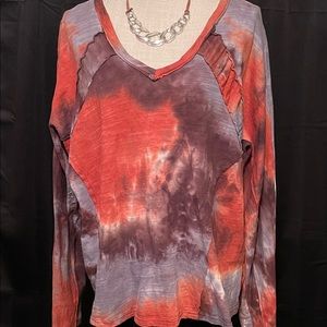 Long sleeve tie dyed blouse